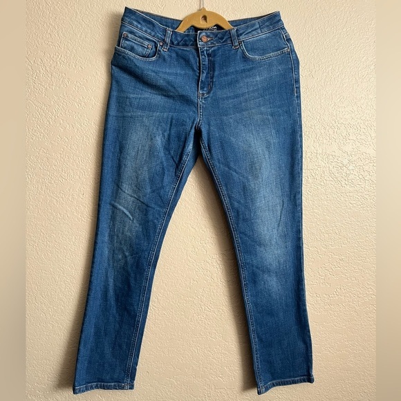 Boden The Cavendish Girlfriend Women's Blue Denim Jeans Size US 8R patched loop - Picture 1 of 6
